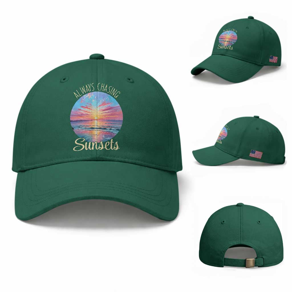 Always Chasing Sunsets Baseball Cap Summer Vacation Travel Gift