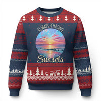 Always Chasing Sunsets Ugly Christmas Sweater Summer Vacation Travel Gift