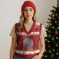 Always Chasing Sunsets V-Neck Knit Sweater Vest Summer Vacation Travel Gift