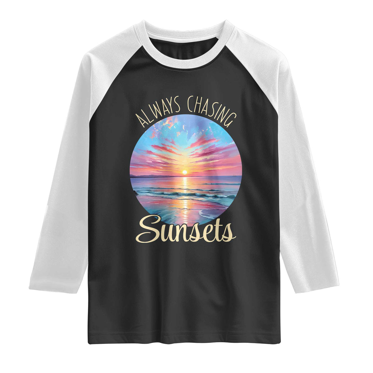 Always Chasing Sunsets Raglan Shirt Summer Vacation Travel Gift
