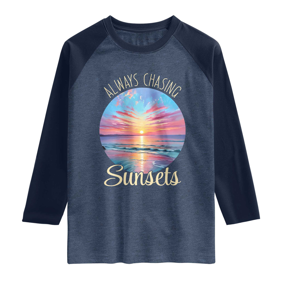 Always Chasing Sunsets Raglan Shirt Summer Vacation Travel Gift