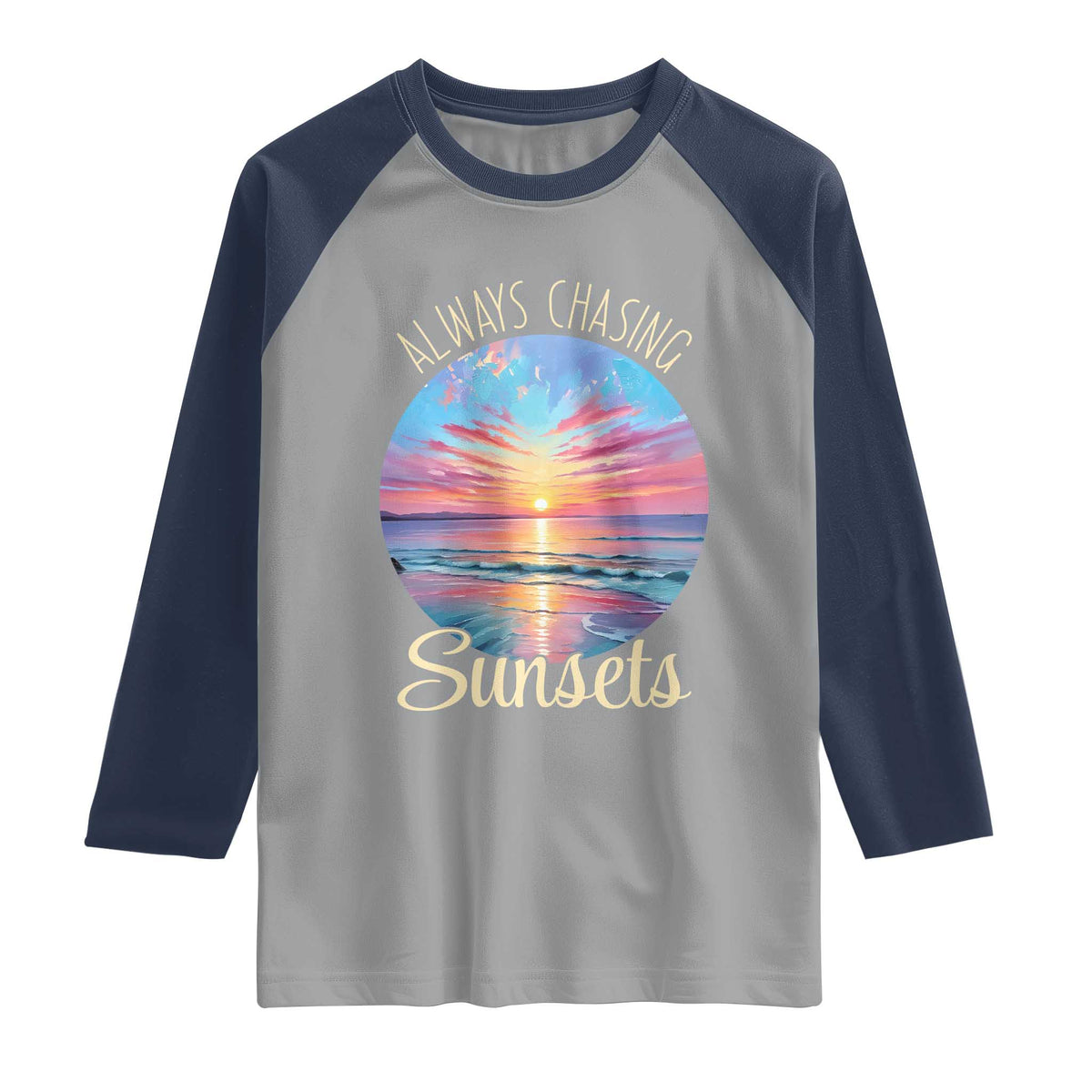 Always Chasing Sunsets Raglan Shirt Summer Vacation Travel Gift