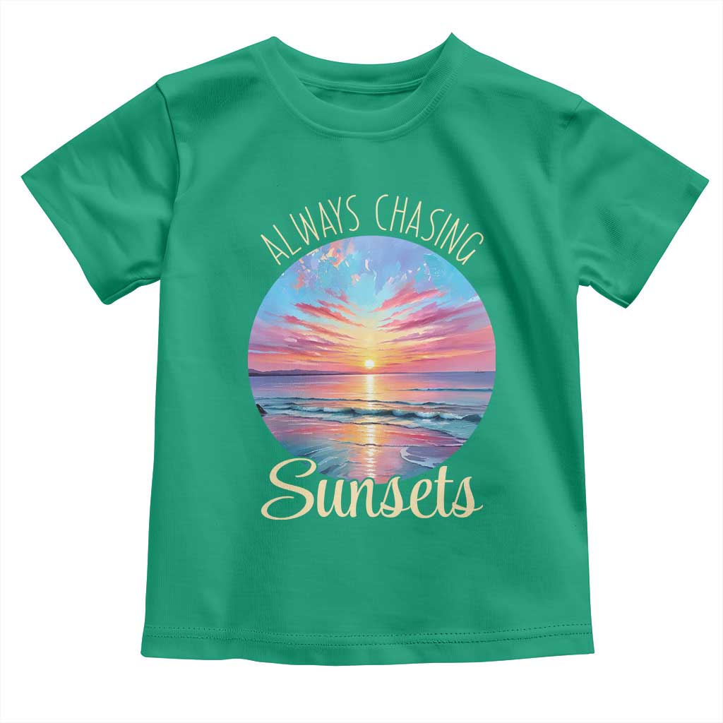 Always Chasing Sunsets Toddler T Shirt Summer Vacation Travel Gift