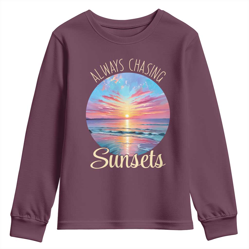 Always Chasing Sunsets Youth Sweatshirt Summer Vacation Travel Gift