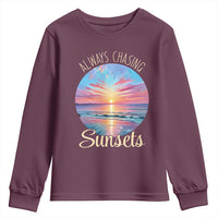 Always Chasing Sunsets Youth Sweatshirt Summer Vacation Travel Gift