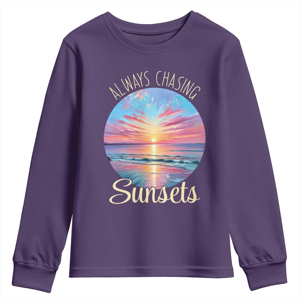 Always Chasing Sunsets Youth Sweatshirt Summer Vacation Travel Gift