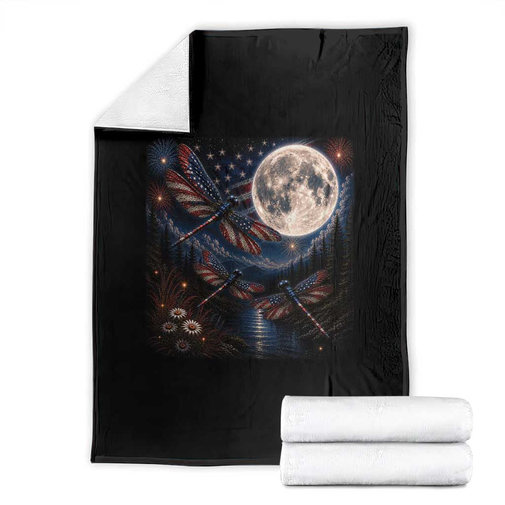 American Flag Dragonfly Patriotic 4th Of July Throw Blanket