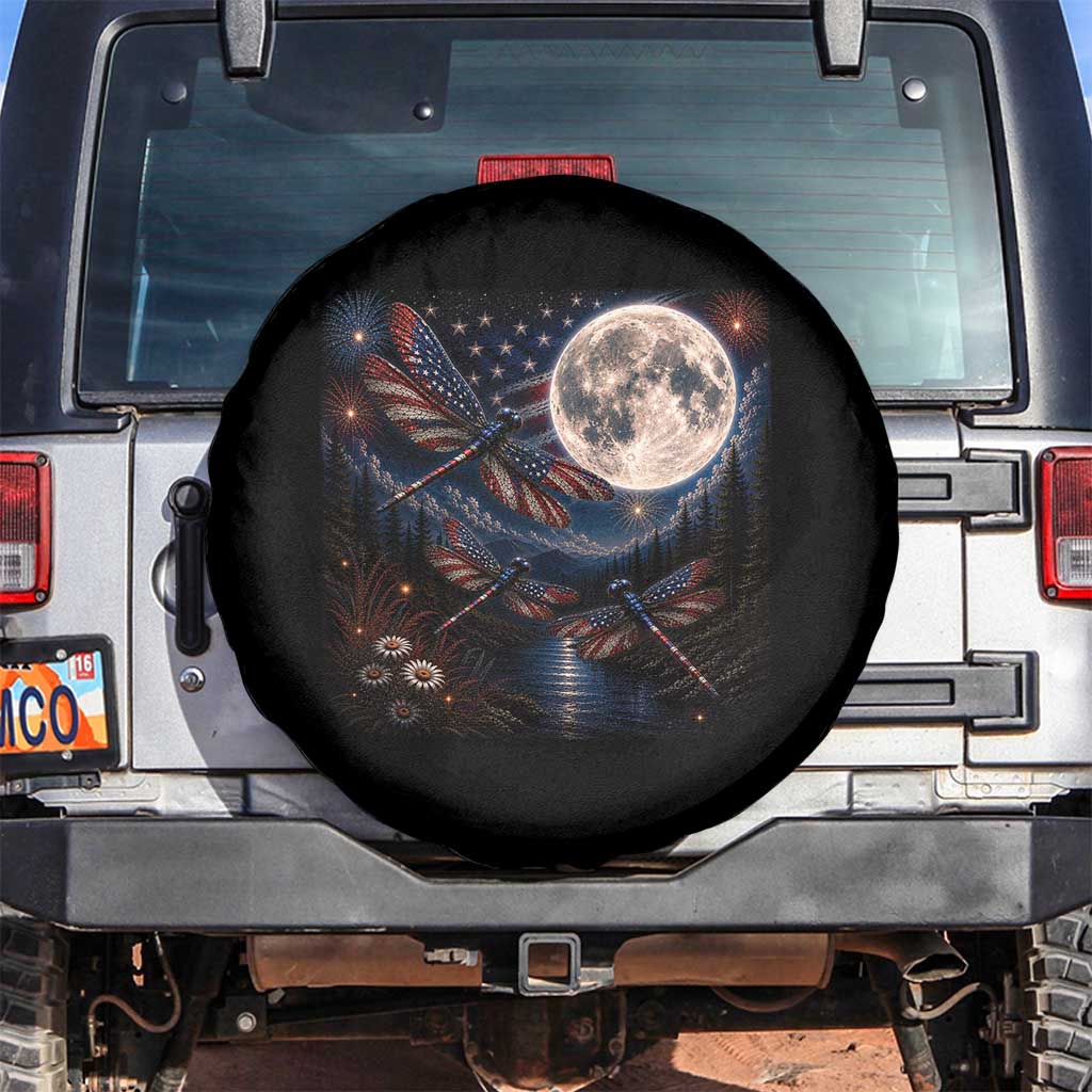 American Flag Dragonfly Patriotic 4th Of July Spare Tire Cover