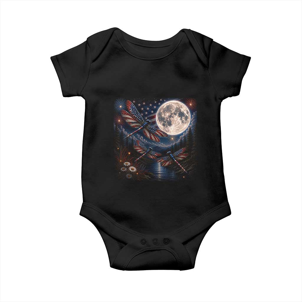 American Flag Dragonfly Patriotic 4th Of July Baby Onesie