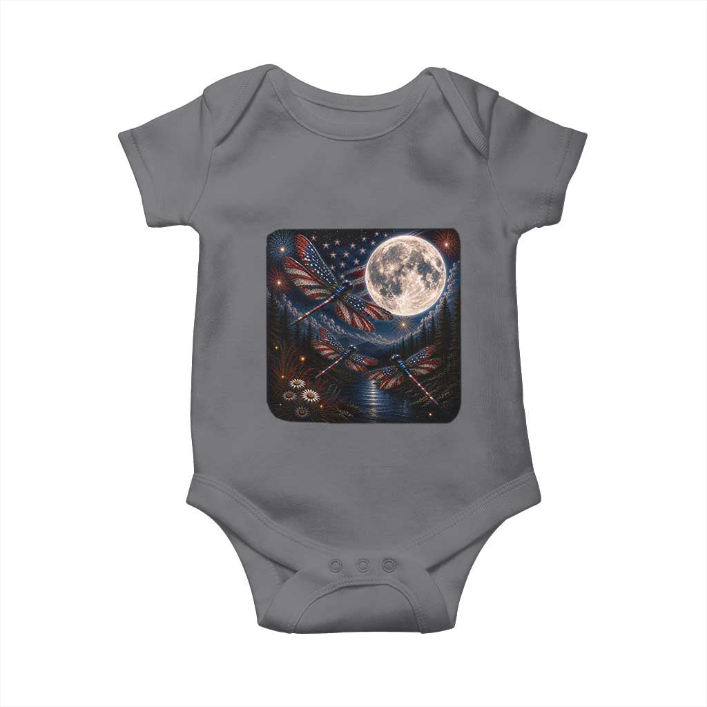 American Flag Dragonfly Patriotic 4th Of July Baby Onesie
