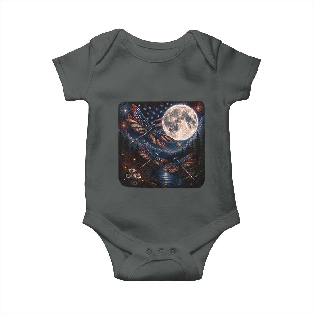 American Flag Dragonfly Patriotic 4th Of July Baby Onesie