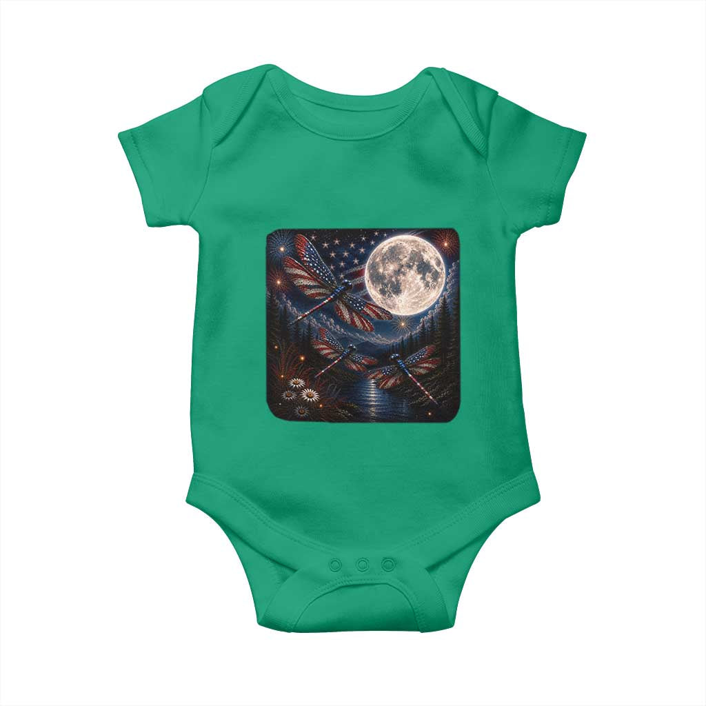 American Flag Dragonfly Patriotic 4th Of July Baby Onesie