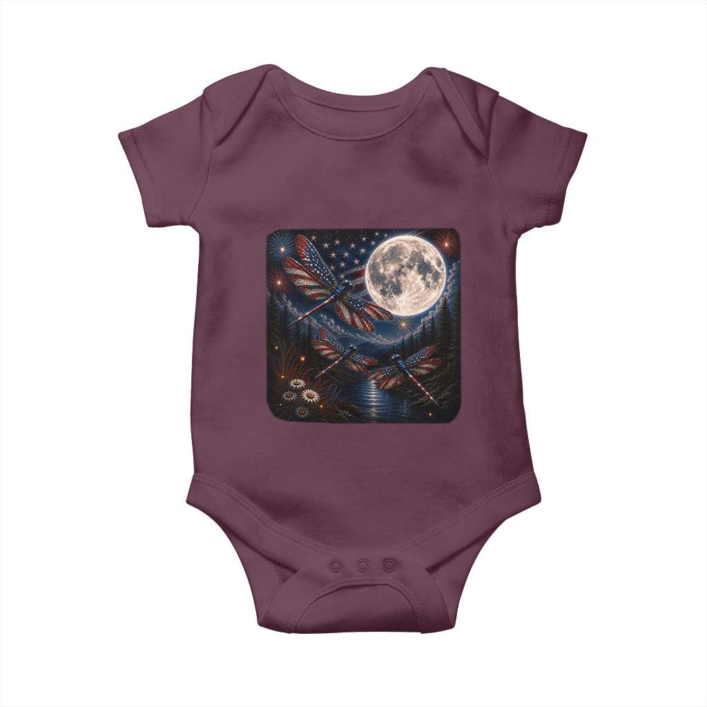 American Flag Dragonfly Patriotic 4th Of July Baby Onesie