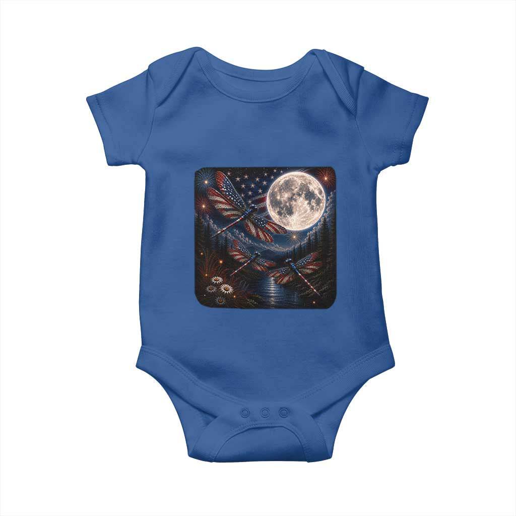 American Flag Dragonfly Patriotic 4th Of July Baby Onesie