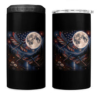 American Flag Dragonfly Patriotic 4th Of July 4 in 1 Can Cooler Tumbler