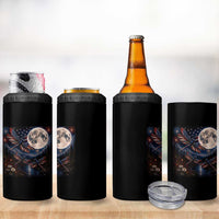 American Flag Dragonfly Patriotic 4th Of July 4 in 1 Can Cooler Tumbler