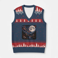 American Flag Dragonfly Patriotic 4th Of July V-Neck Knit Sweater Vest