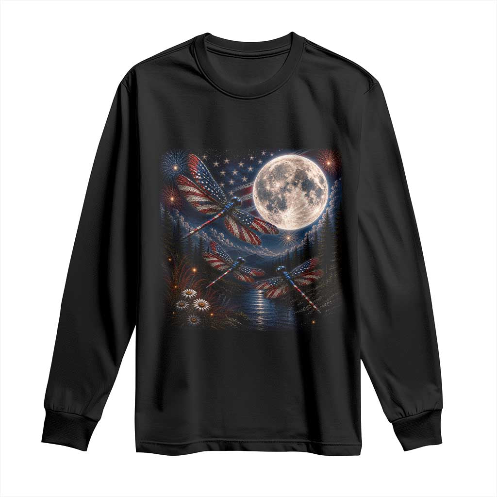 American Flag Dragonfly Patriotic 4th Of July Long Sleeve Shirt