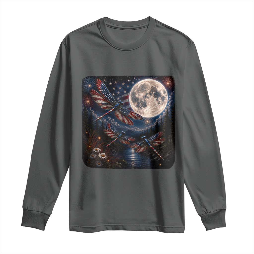 American Flag Dragonfly Patriotic 4th Of July Long Sleeve Shirt
