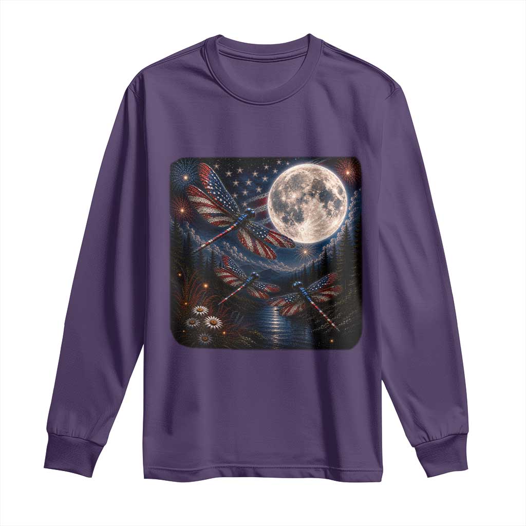American Flag Dragonfly Patriotic 4th Of July Long Sleeve Shirt