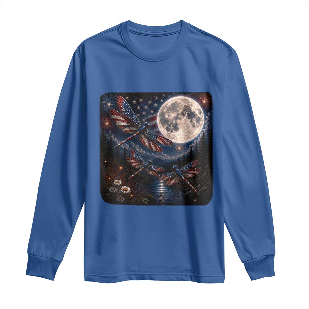 American Flag Dragonfly Patriotic 4th Of July Long Sleeve Shirt