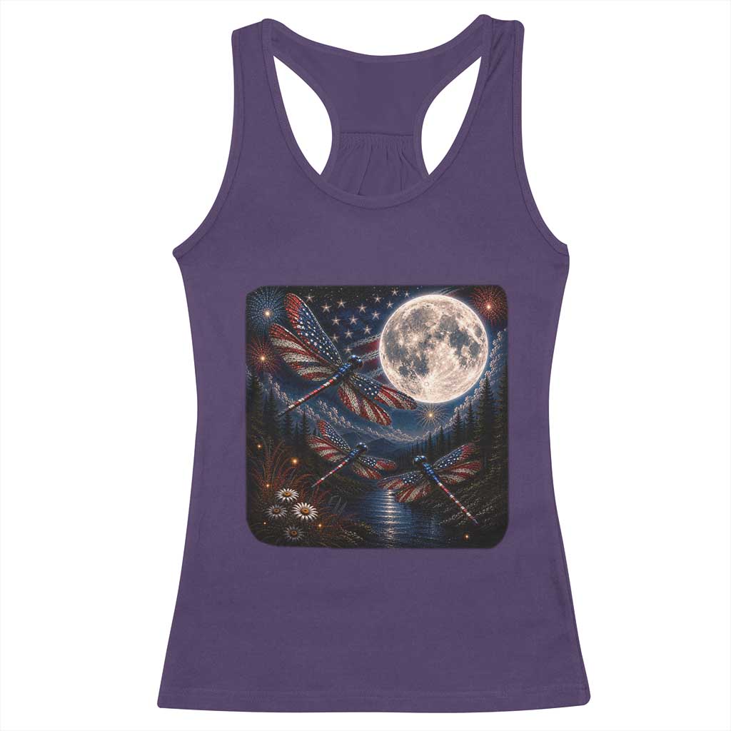 American Flag Dragonfly Patriotic 4th Of July Racerback Tank Top