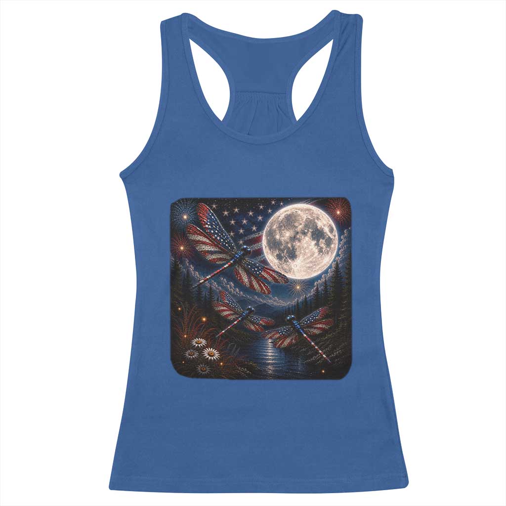 American Flag Dragonfly Patriotic 4th Of July Racerback Tank Top