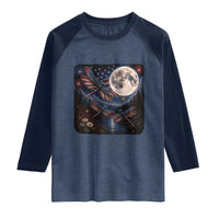 American Flag Dragonfly Patriotic 4th Of July Raglan Shirt