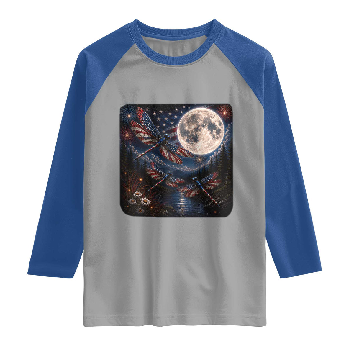 American Flag Dragonfly Patriotic 4th Of July Raglan Shirt