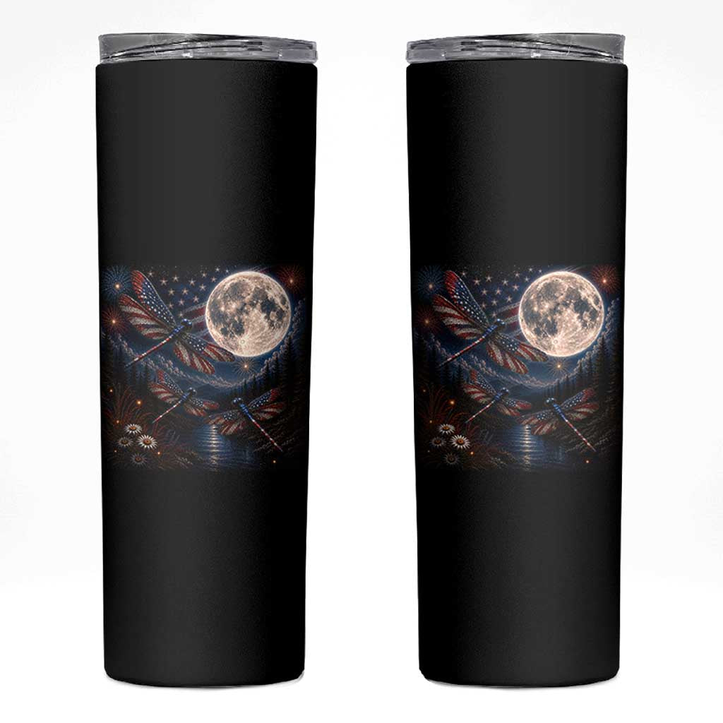 American Flag Dragonfly Patriotic 4th Of July Skinny Tumbler