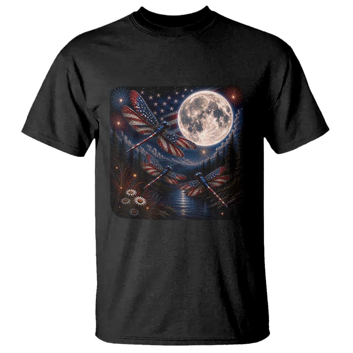 American Flag Dragonfly Patriotic 4th Of July T Shirt