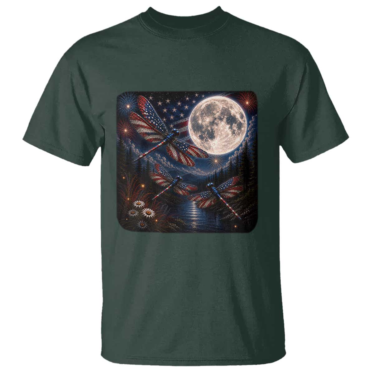 American Flag Dragonfly Patriotic 4th Of July T Shirt