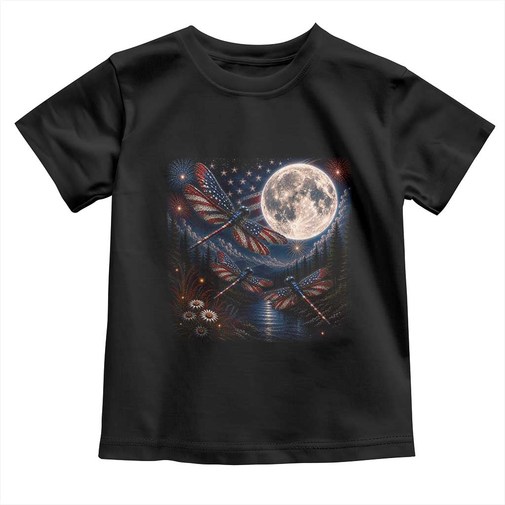 American Flag Dragonfly Patriotic 4th Of July Toddler T Shirt