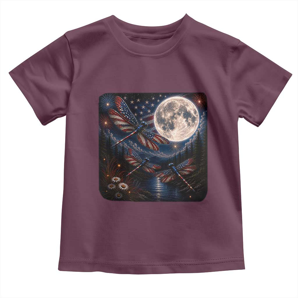 American Flag Dragonfly Patriotic 4th Of July Toddler T Shirt