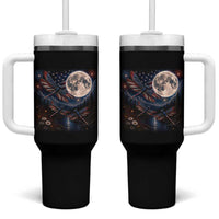 American Flag Dragonfly Patriotic 4th Of July Tumbler With Handle