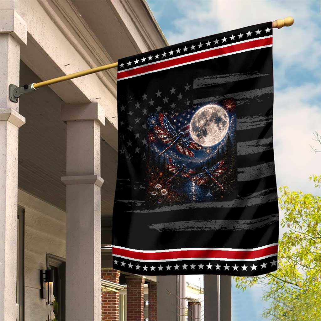 Red White And Blue Dragonfly Patriotic Garden Flag 4th Of July Nature Lover Gift
