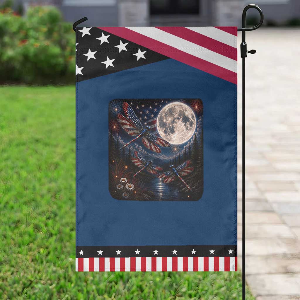 Red White And Blue Dragonfly Patriotic Garden Flag 4th Of July Nature Lover Gift