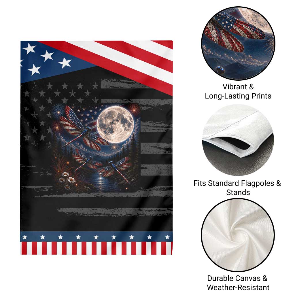 Red White And Blue Dragonfly Patriotic Garden Flag 4th Of July Nature Lover Gift