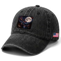 American Flag Dragonfly Patriotic 4th Of July Washed Cotton Baseball Cap