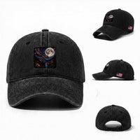 American Flag Dragonfly Patriotic 4th Of July Washed Cotton Baseball Cap