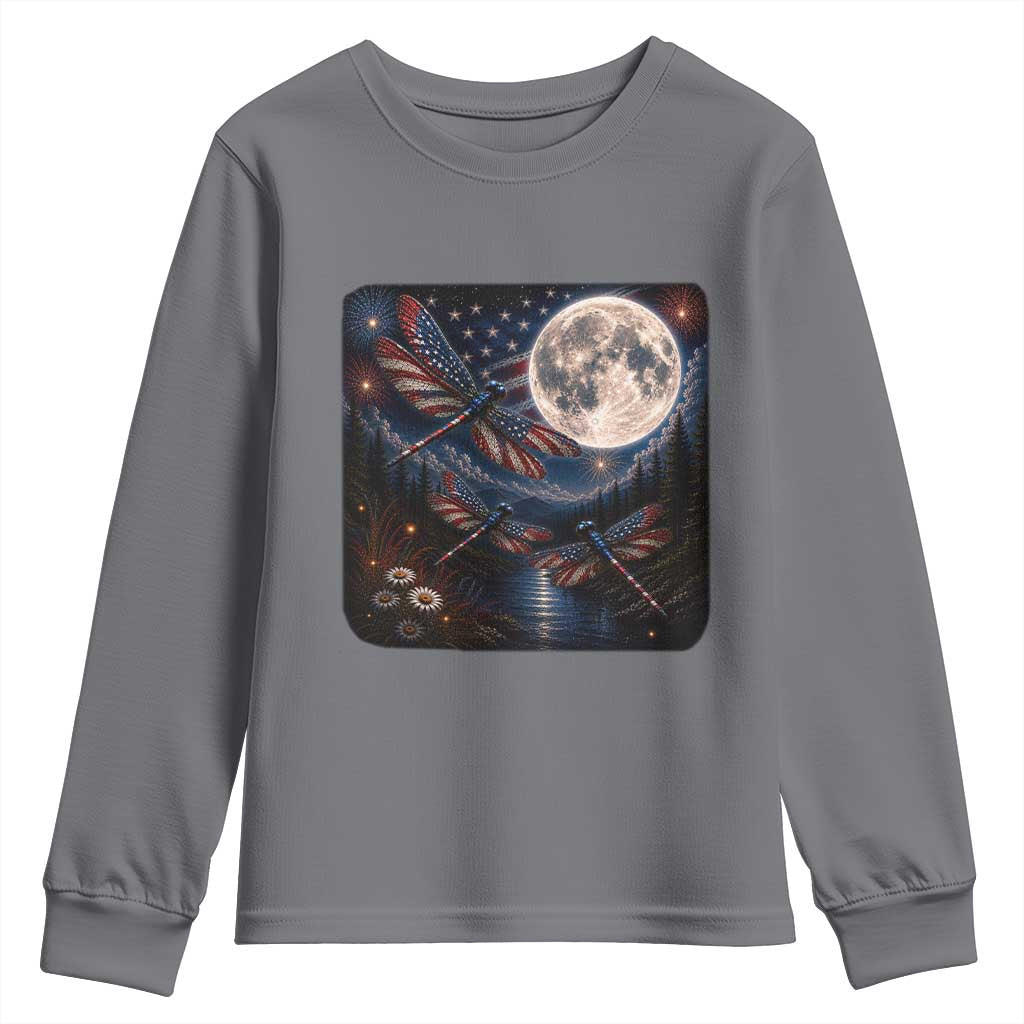 American Flag Dragonfly Patriotic 4th Of July Youth Sweatshirt