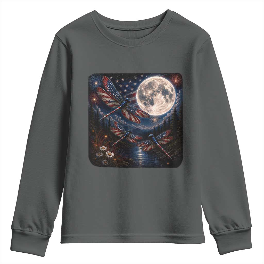 American Flag Dragonfly Patriotic 4th Of July Youth Sweatshirt