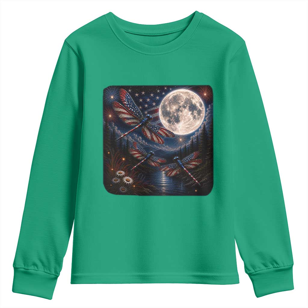 American Flag Dragonfly Patriotic 4th Of July Youth Sweatshirt