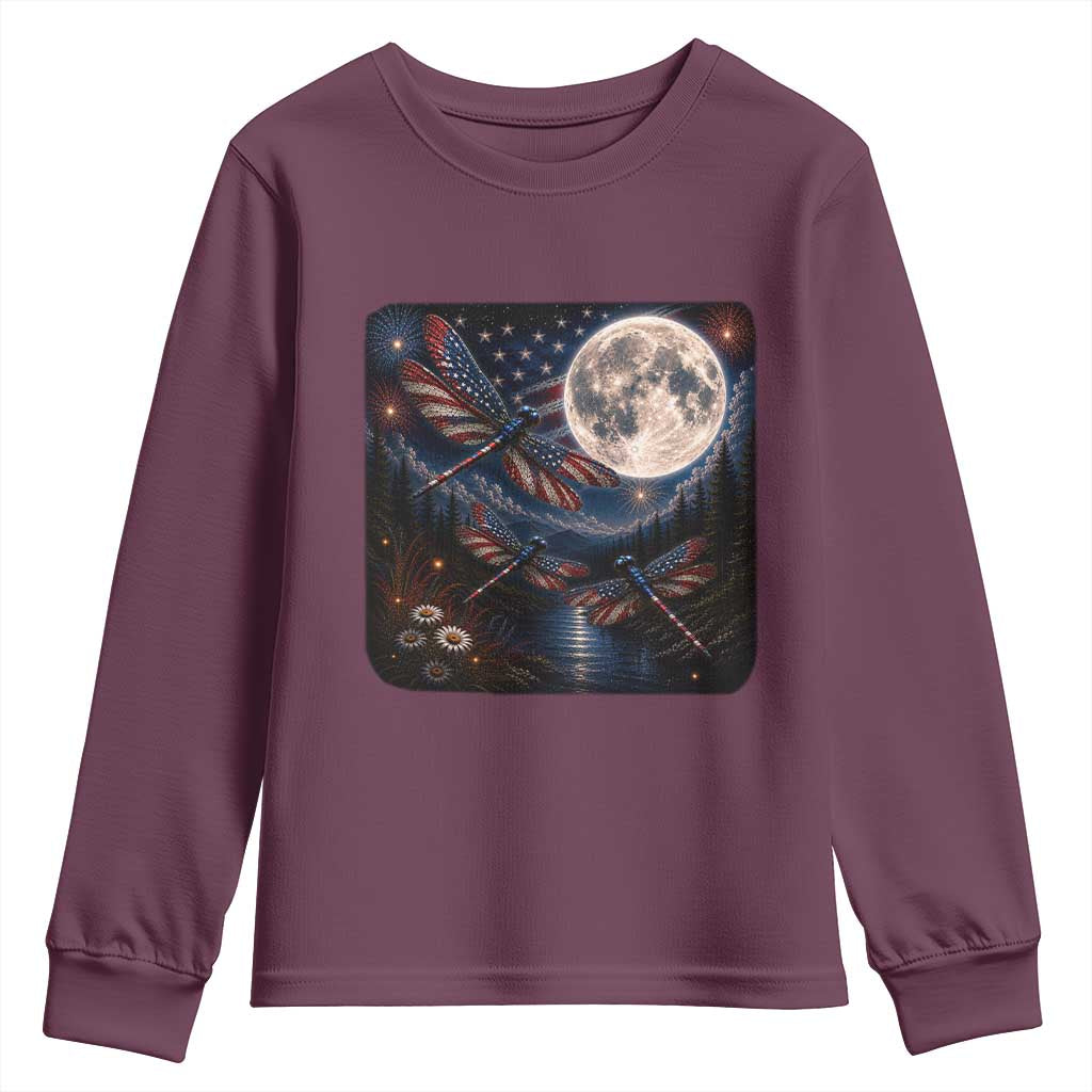 American Flag Dragonfly Patriotic 4th Of July Youth Sweatshirt