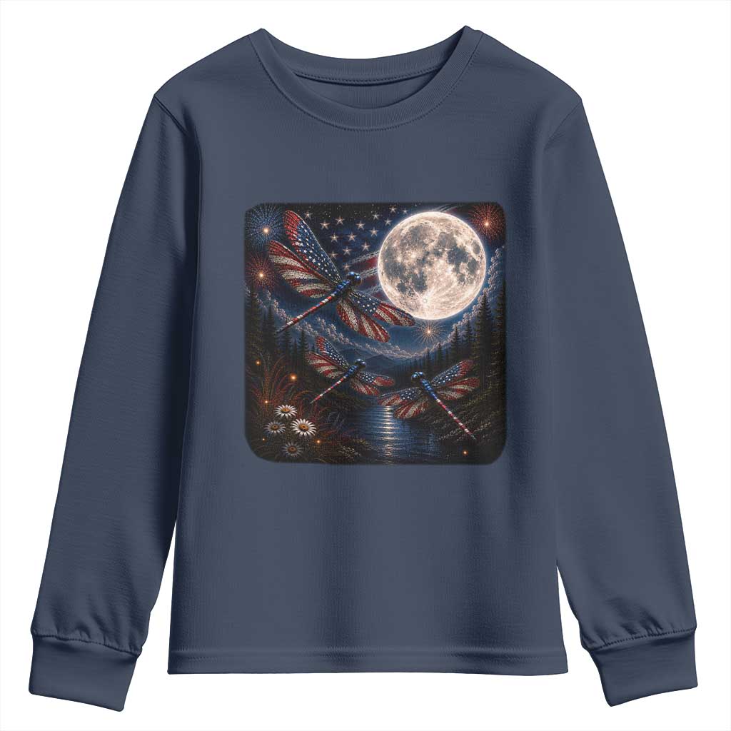 American Flag Dragonfly Patriotic 4th Of July Youth Sweatshirt