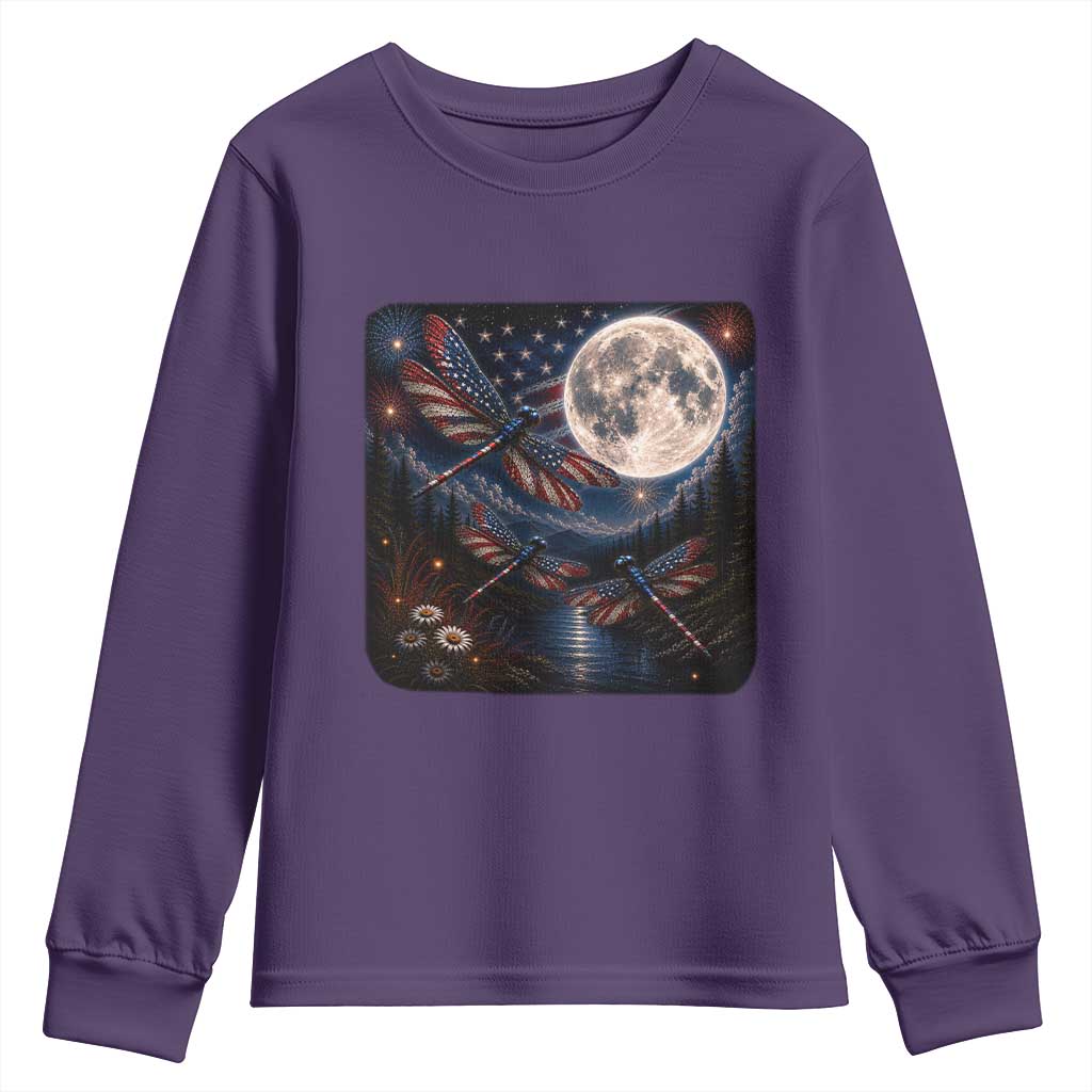 American Flag Dragonfly Patriotic 4th Of July Youth Sweatshirt
