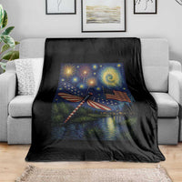 Patriotic Dragonfly Starry Night Swirls Throw Blanket Nature Lovers