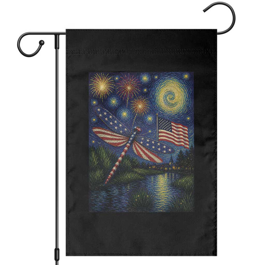 Patriotic Dragonfly Starry Night Swirls Garden Flag Nature Lovers