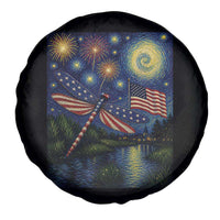 Patriotic Dragonfly Starry Night Swirls Spare Tire Cover Nature Lovers