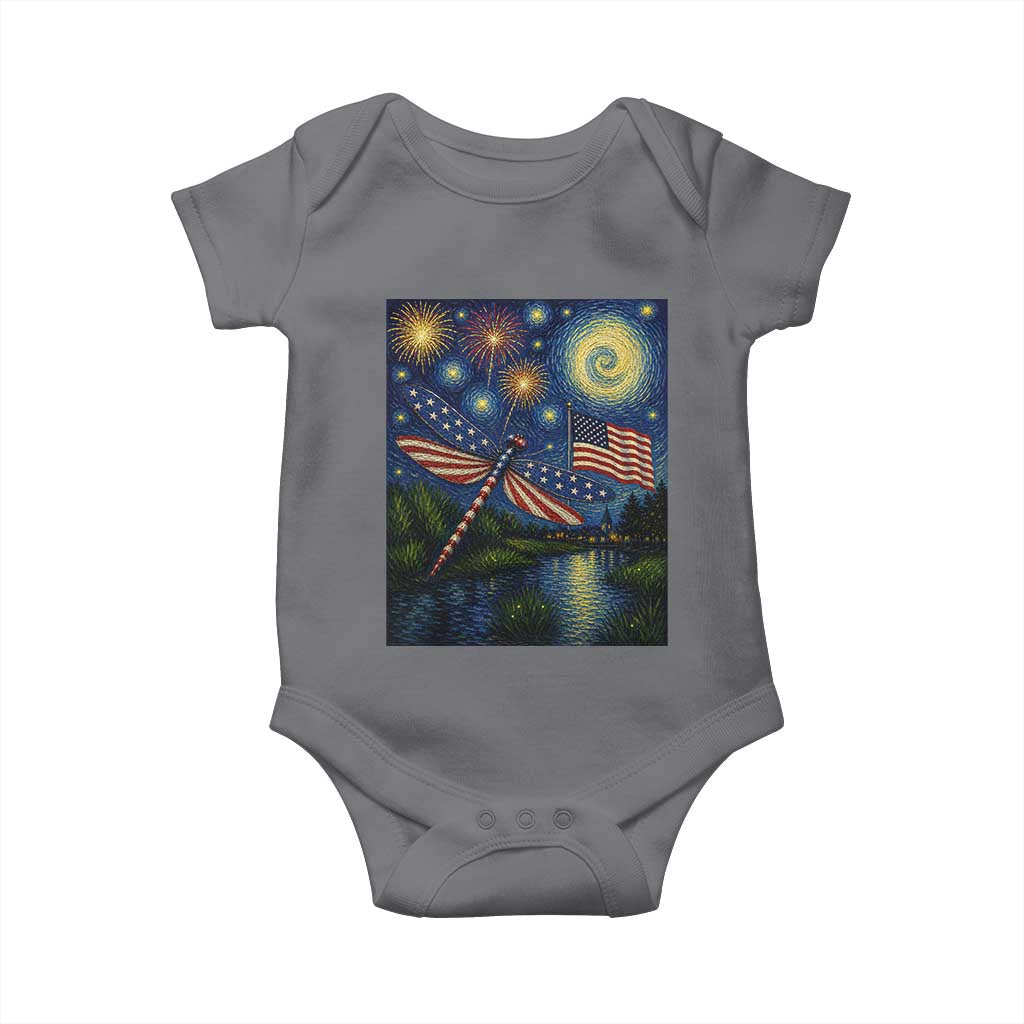 Patriotic Dragonfly Starry Night Swirls Baby Onesie Nature Lovers